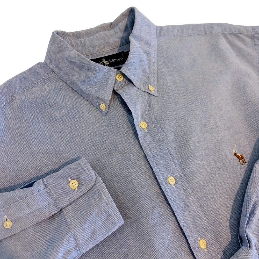 Ralph Lauren Yarmouth Shirt Mens XL Blue Cotton Button Down Long Sleeve Preppy
